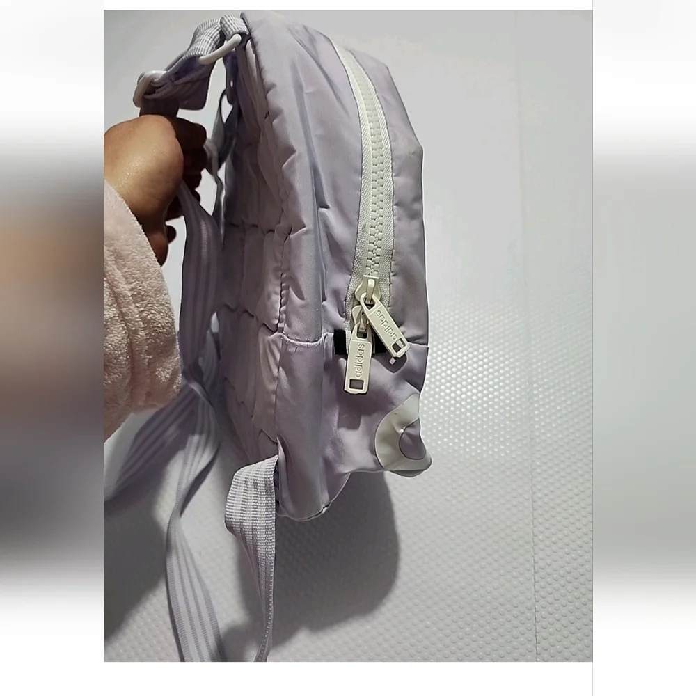 Adidas Pre Owned Linear Mini Backpack purple hue fair Condition Stains On Back - Picture 8 of 16